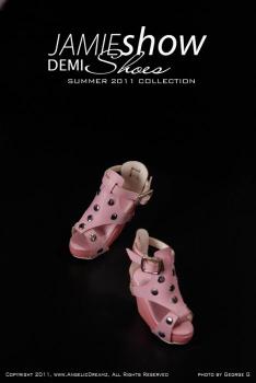 JAMIEshow - Demi - Pink Leather Studded Wedge - обувь